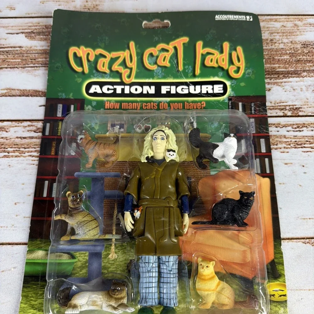 Crazy Cat Lady Action Figure With 6 Cats 2004 Cat Lover Unopened